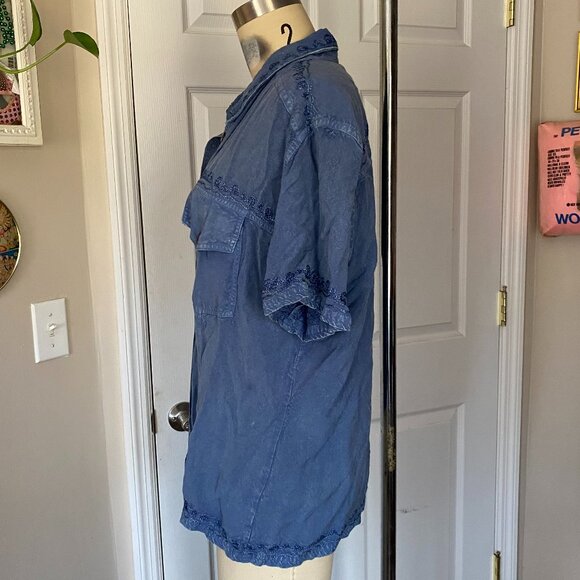 VINTAGE 1990s SMART CC Blue Denim Wash Classic Button Down Shirt *X-LARGE* - Picture 3 of 5